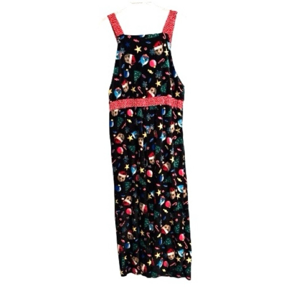 Love On A Hanger Women's Black Christmas Kitty Cat Velour Overalls XL - Picture 4 of 10